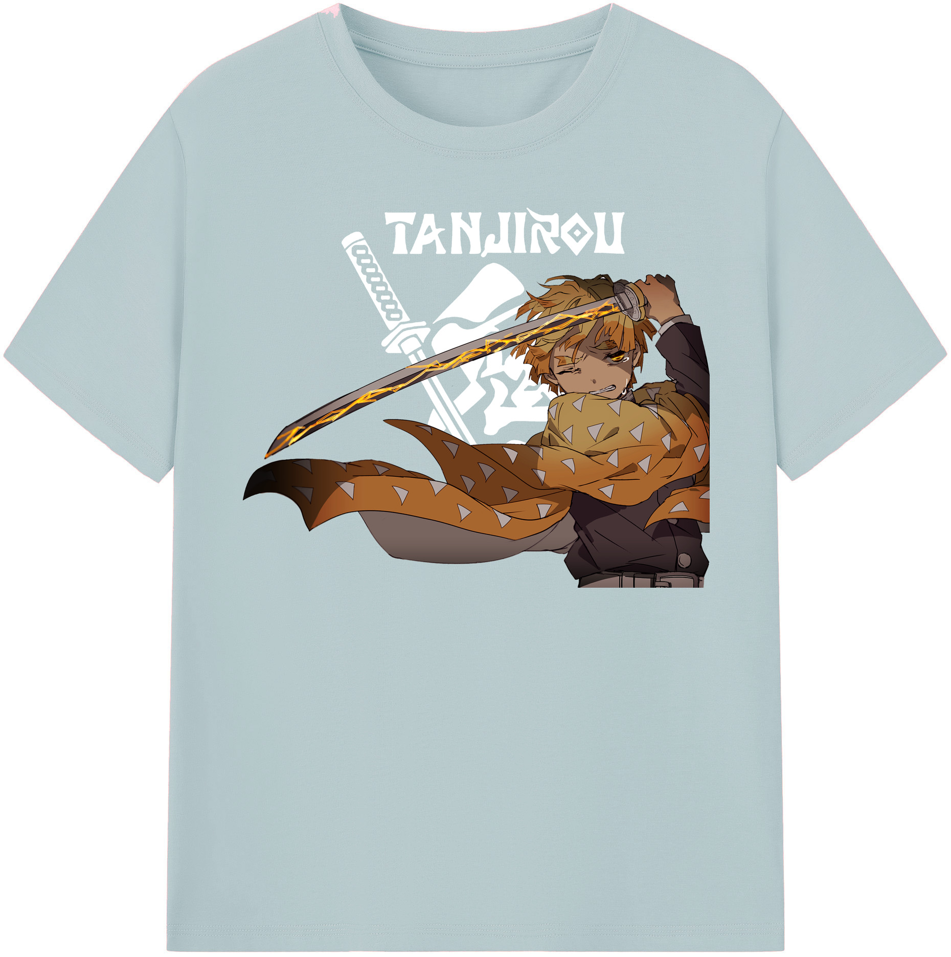 （画像用） 鬼滅の刃（きめつのやいば）我妻 善逸／あがつま ぜんいつ Agatsuma Zenitsu 綿100％半袖Tシャツ（フロントプリント）